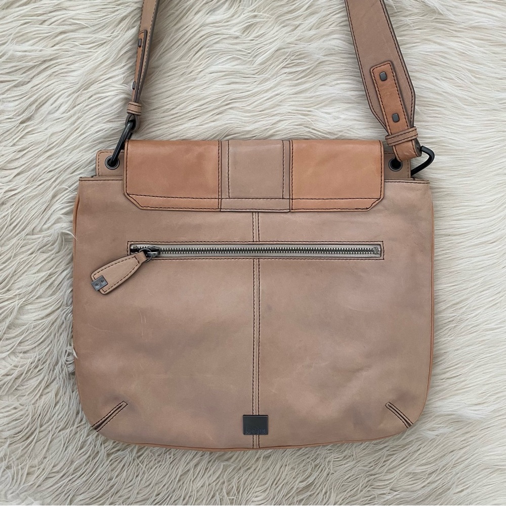 Kooba Tan Two Tone Leather Crossbody Saddle Bag Messenger Tote Large Purse - Picture 11 of 16